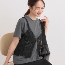 【2点セットひんやり】レースビスチェ＋Tシャツ