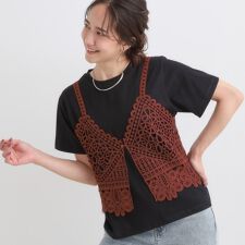 【2点セットひんやり】レースビスチェ＋Tシャツ