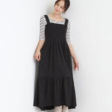 【2WAY】肩紐が取り外しできる シャーリングワンピース