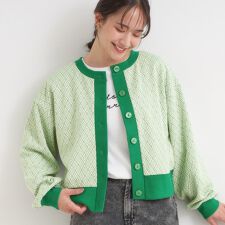 【前後2WAY】柄と配色で差がつく ふくれジャカードカーディガン