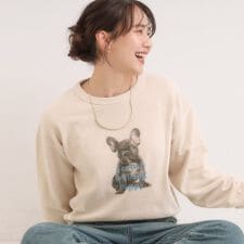 【S-LL】アニマルプリントが目を惹く 柔らかモールニット