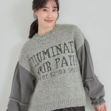 周りと差を付けられる お袖デニム切替 ブークレロゴニット