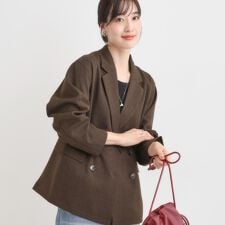 【セットアップ可】チェック柄 ダブルブレストテーラードゆるジャケット