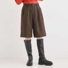 【セットアップ可】チェック柄タックハーフパンツ