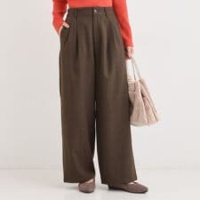 【セットアップ可】チェック柄タックワイドパンツ