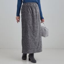 【あったか洗濯機可S-LL】主役になる 両面起毛 ベロアレオパード柄スカート