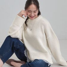 【S-LL】インせず着られる 裾レースラメニット