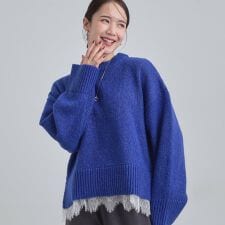 【S-LL】インせず着られる 裾レースラメニット