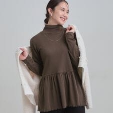 【洗濯機可S-LL】品よく重ねる ペプラムリブトップス