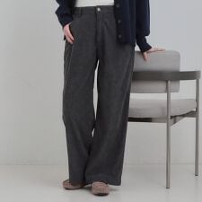 【洗濯機可S-LL】コーデュロイ ワイドストレートパンツ
