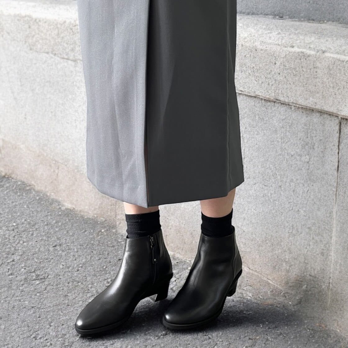 モネ（Monet）/【きれいめ・通勤】サイドジップ チャンキーヒール ショートブーツ きれいめ・通勤】サイドジップ チャンキーヒール ショートブーツ