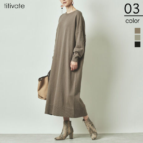 ｸﾙｰﾈｯｸﾛﾝｸﾞﾆｯﾄﾜﾝﾋﾟｰｽ ティティベイト Titivate Awxp2784 ファッション通販 マルイウェブチャネル