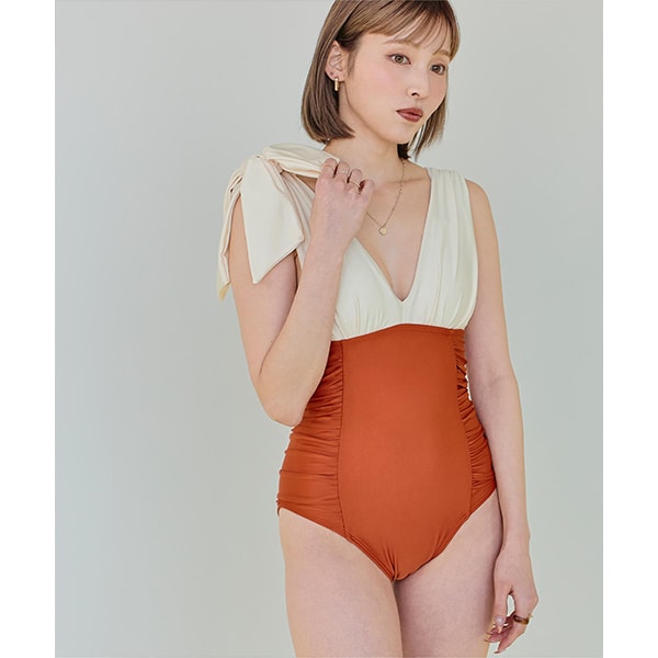 SEA DRESS】深Vﾈｯｸｼﾝﾌﾟﾙﾜﾝﾋﾟｰｽ/水着 | ティティベイト(titivate