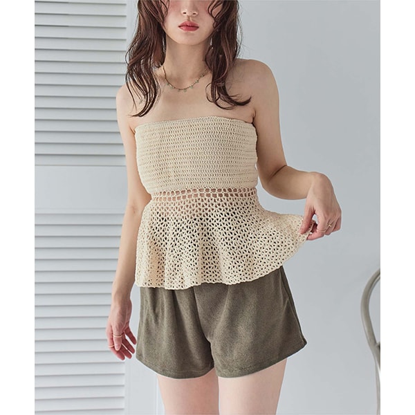 透かし編みニットオフショルダービキニ | リゾートアイランド(Resort