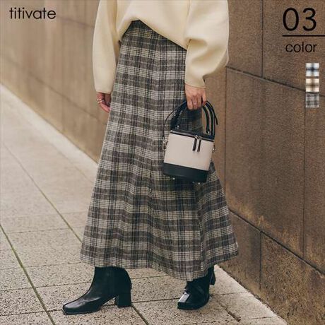 ﾁｪｯｸﾏｰﾒｲﾄﾞｽｶｰﾄ | ティティベイト(titivate) | AAXP3462 | ファッション通販 マルイウェブチャネル