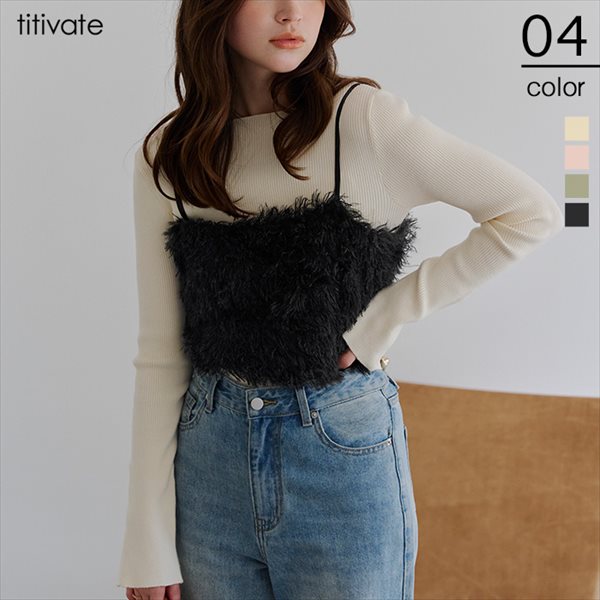 トップス ビスチェ テープヤーン キャミベスト キャミソール重ね着