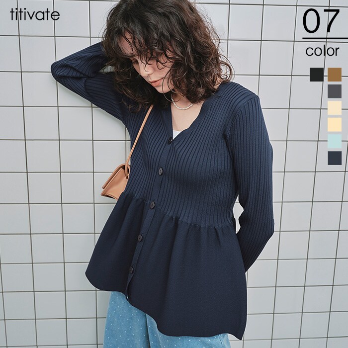 袖口配色ﾃﾞｻﾞｲﾝﾆｯﾄﾄｯﾌﾟｽ | ティティベイト(titivate) | マルイ