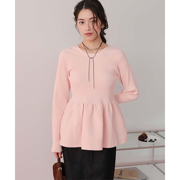 2way襟付きペプラムニットトップス | ミラ オーウェン(Mila Owen