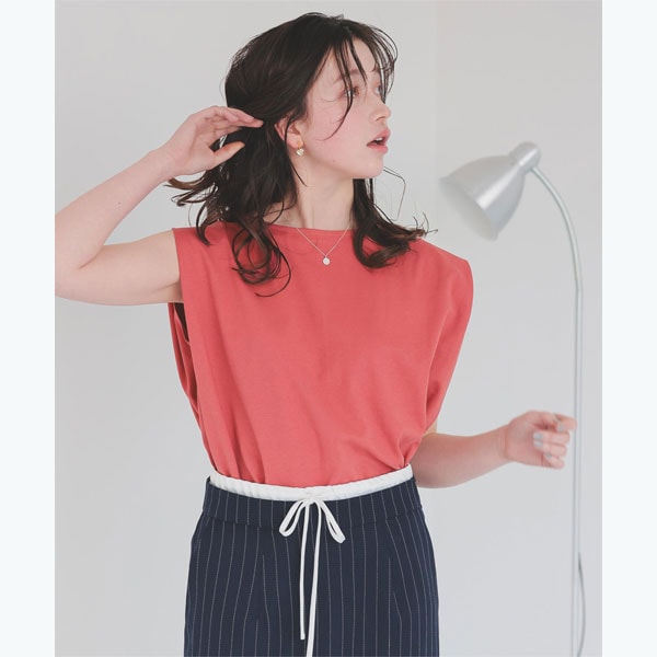 汗染み防止ﾌﾚﾝﾁｽﾘｰﾌﾞTｼｬﾂ