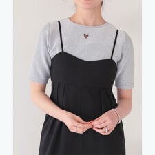 ﾊｰﾄｶｯﾄ刺繍前後2wayﾊｰﾌｽﾘｰﾌﾞTｼｬﾂ