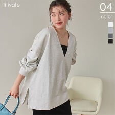 CLANE レギュラーカラーバックオープンリボンサイドスリットワイド 