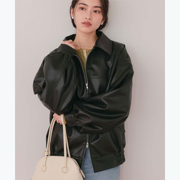 大草直子さんコラボ】ショート丈ライダースジャケット | オペーク