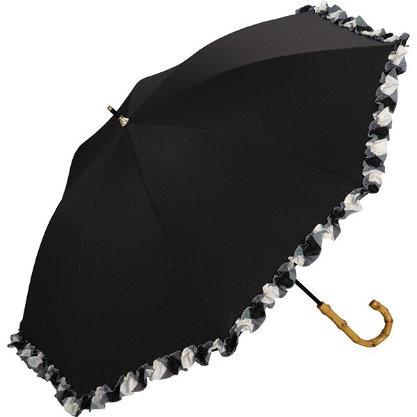 Wpc.】日傘 遮光バイアスチェックフリル 50cm 完全遮光 UVカット
