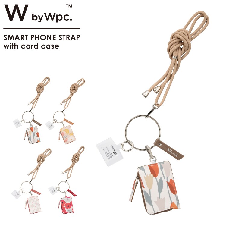 Wpc.】ポーチ付きスマホストラップ 多機能 首掛け カードケース リング