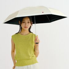 【Wpc.】日傘 遮光ハート刺繍ボーダー ミニ 完全遮光 遮熱 晴雨兼用 レディース 折りたたみ傘
