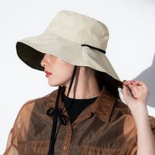 【Wpc.】帽子 UVカット接触冷感つば広ハット 遮光 サイズ調整可能 紐付き 洗濯可能 かぶる日傘