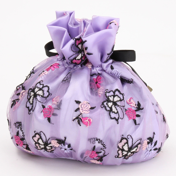 送料＆加工料込 ANNA SUI アナスイ ポーチ 巾着 紫 フラワー - 通販
