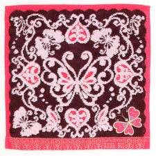 アナスイ　タオルハンカチ　バタフライ&ハート　【ANNA SUI】