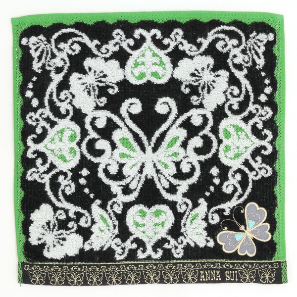 アナスイ　タオルハンカチ　バタフライ&ハート　【ANNA SUI】