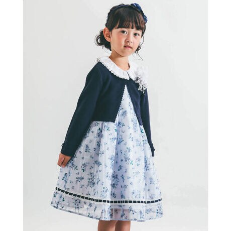 フォーマル シアー チェック フラワー プリント ワンピース （110  