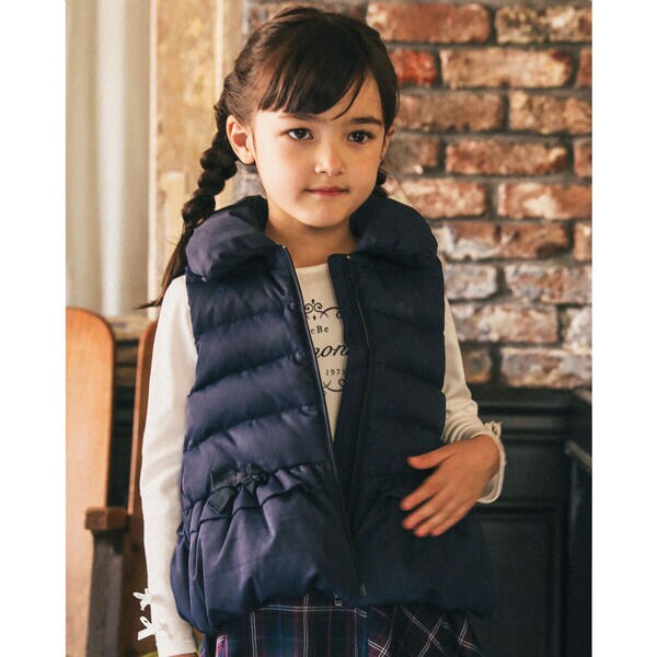 撥水 タフタ 裾 フリル ダウン ベスト （90～150cm） | ベベ