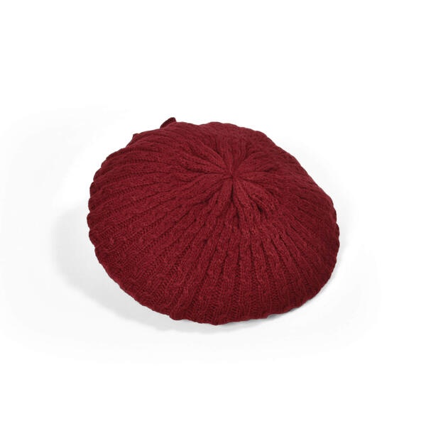 新品　BeBeリボン付き畦編みベレー帽子　ネイビーSサイズ48cm〜52cm