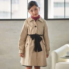 ベベ(BeBe)の【お揃い】グログランタフタリボンベルト付きコートワンピース(100~160cm)