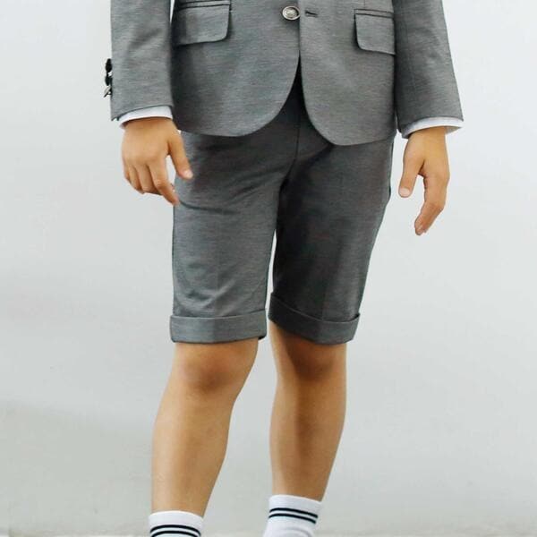 モクロディ裾ダブルスラックスハーフパンツ(110~130cm)