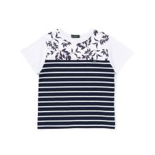 リーフ柄ボーダー切り替え天竺半袖Tシャツ(90~150cm)