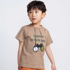 双眼鏡立体ラバープリント天竺半袖Tシャツ(90~140cm)