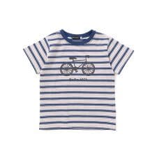 自転車プリントマルチボーダー天竺半袖Tシャツ(90~160cm)