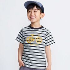 自転車プリントマルチボーダー天竺半袖Tシャツ(90~160cm)