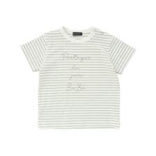 ボーダー天竺ステッチ刺しゅうロゴ半袖Tシャツ(80~100cm)