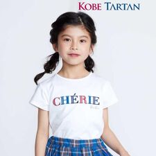 【お揃い】【神戸タータン×BeBe】ロゴパッチ刺しゅう半袖Tシャツ(90~160cm)