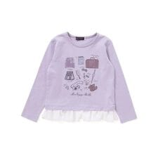 旅の持ち物モチーフ裾シフォンフリル長袖Tシャツ(90~150cm)