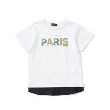 PARISチェックロゴレイヤード風天竺半袖Tシャツ(90~150cm)