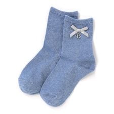 チャーム付きリボンラメクルーソックス(11~24cm)