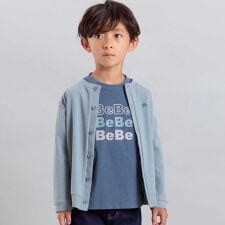 カノコ長袖カーディガン+ロゴプリント半袖Tシャツセット(90~150cm)