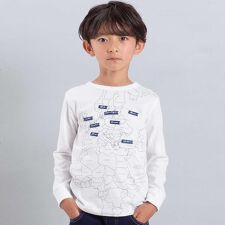 【抗菌・防臭】MAP＆FLAG袖リブ天竺長袖Tシャツ(90~150cm)