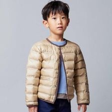 ベベ(BeBe)のパイピング配色タフタライトダウンブルゾン(90~160cm)